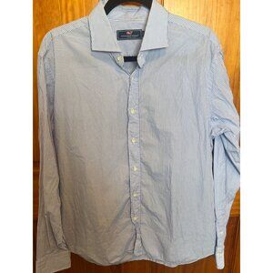 Vineyard Vines Mens L Blue &‎ White Striped Long-Sleeve Button-Up Shirt